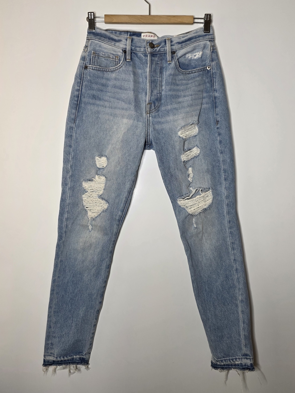 FRAME Denim Rigid Re Release Original Le Skinny Light wash Distressed Size 25